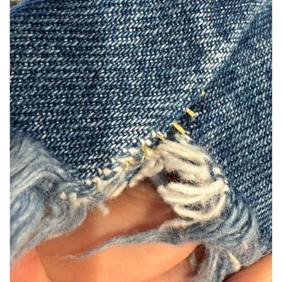 Melville John Galt Shorts High Rise Button Fly Cut Off Denim Distressed Boho - Picture 6 of 6